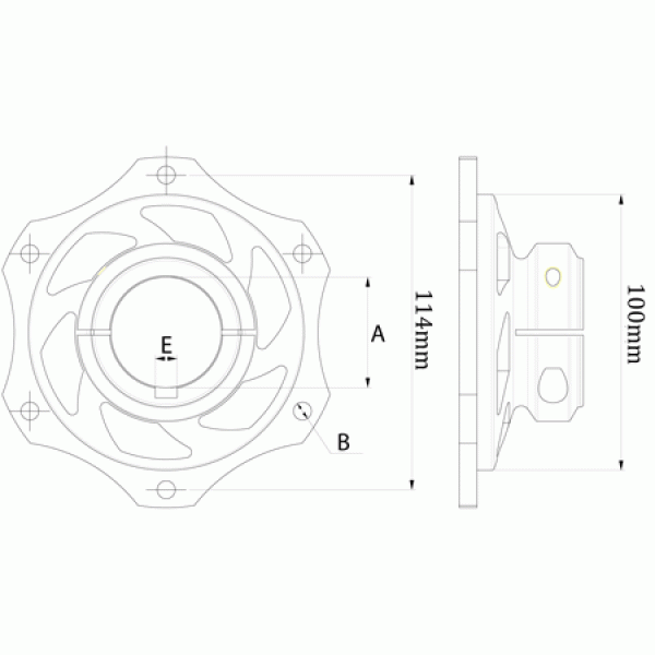 Bremsscheibenaufnahme Aluminium, 50mm Farbe, schwarz eloxiert